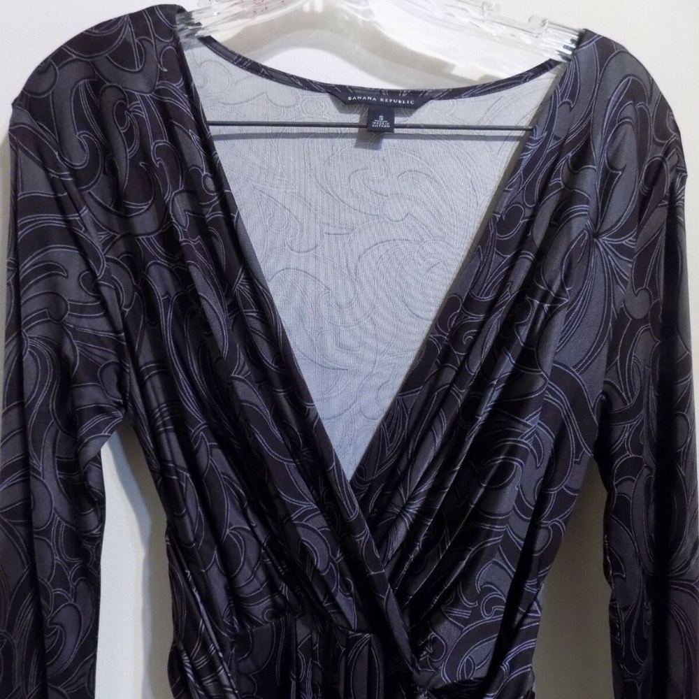 * BANANA REPUBLIC Gray and Brown Print Dress, Small Final Price - Picture 2 of 4